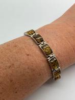 T528 Prachtige zilveren armband barnstenen, Ophalen of Verzenden, X, Met edelsteen, Zilver