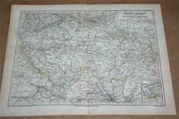 Antieke kaart Bohemen Oostenrijk Moravië ed - 1875 !!