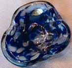 Glaskunst schaaltje blauw wit glas kristal gesigneerd, Antiek en Kunst, Antiek | Glas en Kristal, Ophalen of Verzenden