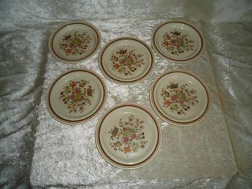 6 Vintage Royal Doulton, Lambeth Stoneware dessertborden beschikbaar voor biedingen