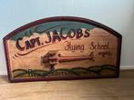 Houten bord: Capt. Jacobs Flying School, Ophalen of Verzenden
