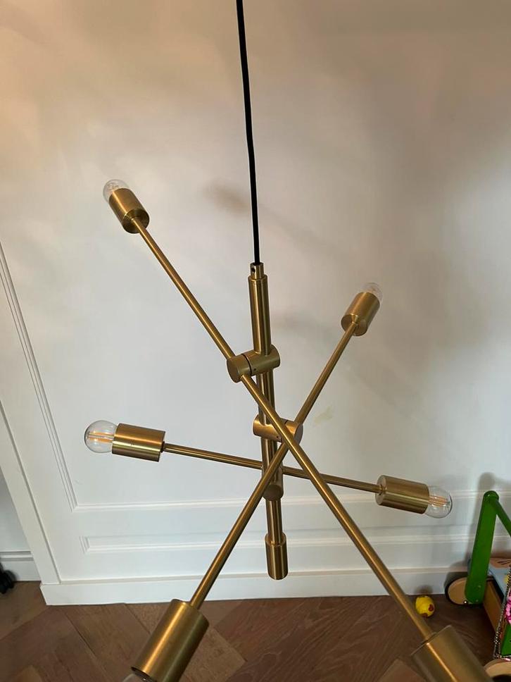 Qazqa sydney 6 lichts hanglamp messing, Huis en Inrichting, Lampen | Hanglampen, Zo goed als nieuw, 75 cm of meer, Ophalen of Verzenden