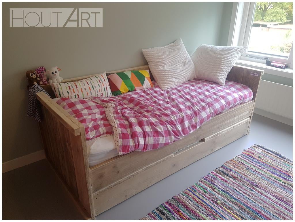 Bedbank steigerhout, 85 tot 100 cm, Info@hout-art.nl, Nieuw, Ophalen of Verzenden