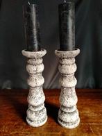 Stoere massieve kandelaars lava steengrijs, Antiek en Kunst, Antiek | Kandelaars, Ophalen of Verzenden, Koper of Brons