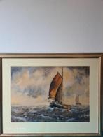 Botter op Noordzee (Wim Bos), Antiek en Kunst, Kunst | Schilderijen | Klassiek, Ophalen of Verzenden