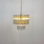 Sciolari kroonluchter glas met messing XL mid century 70's, Ophalen of Verzenden, Gebruikt, Glas