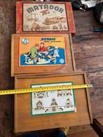 3 leuke bijna antieke houten bouwdozen 30 tot 50er jaren, Ophalen of Verzenden