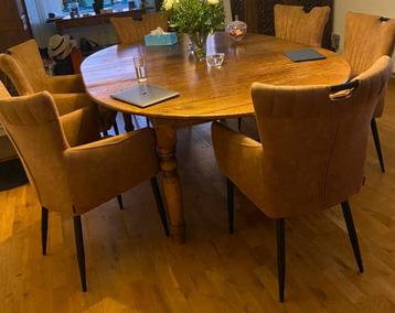 Eiken Eettafel, 40 cm verlengbaar  met 6 stoelen, eiken beschikbaar voor biedingen