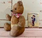 Vintage mechanische Frans sprekende met stro gevulde beer, Verzamelen, Beren en Cherished Teddies, Ophalen of Verzenden, Gebruikt