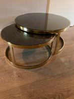 Richmond backbone zwart goud salontafel set, Huis en Inrichting, Tafels | Salontafels, Ophalen, 50 tot 100 cm, Rond, Zo goed als nieuw