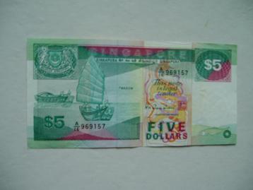 1241. Singapore, 5 dollars 1989 VF Twakow. beschikbaar voor biedingen