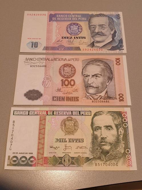 Peru, 3 biljetten UNC (B2), Postzegels en Munten, Bankbiljetten | Amerika, Ophalen of Verzenden