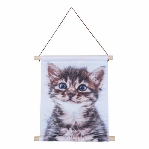 Textiel poster Poesje 38x30 cm textielposter kitten kat kind, Verzamelen, Posters, Nieuw, Dier of Natuur, A1 t/m A3, Rechthoekig Staand