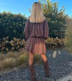 FEELKOO jurk bruin met ballonrokje mt S/M en M/L, Parijs, Nieuw, Misskoo, Boven de knie