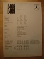 Mercedes 406 408 Technische Specificatie folder 1969 CC DC, Ophalen, Mercedes, Zo goed als nieuw, Mercedes-Benz