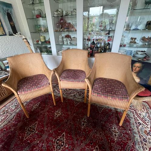 4 Lloyd Loom Stoelen - Vintage, Huis en Inrichting, Stoelen, Gebruikt, Vier, Riet of Rotan, Bruin, Ophalen