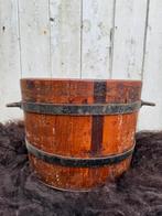 Houten tonnetje emmer bloembak bloempot, Antiek en Kunst, Ophalen of Verzenden