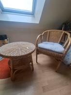 Rotan stoel en tafel set, Huis en Inrichting, Stoelen, Ophalen, Gebruikt, Bruin, Eén