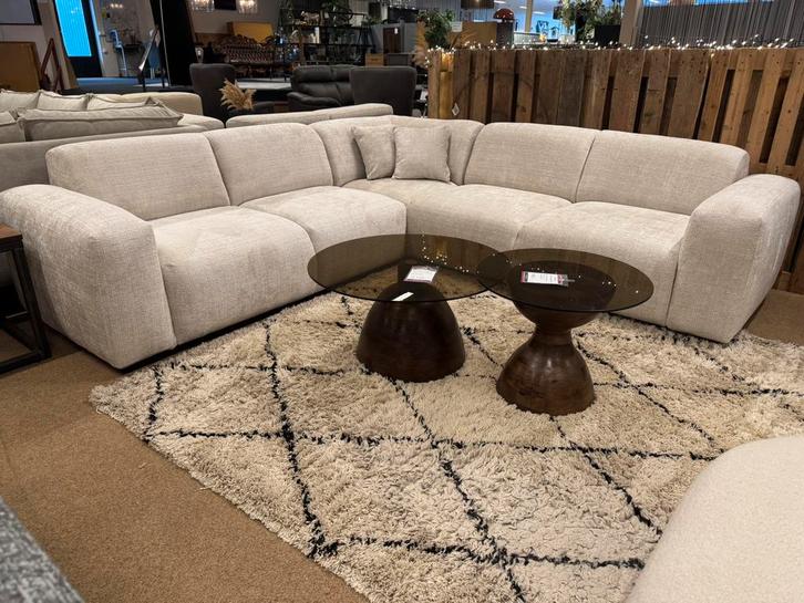 Hoekbank Tonnano 275x275 beige stof direct/leverbaar E-7224, Huis en Inrichting, Banken | Bankstellen, Nieuw, Hoekbank, Vierpersoons of meer