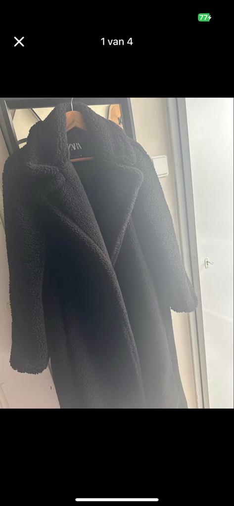 Zwarte Zara Teddy Coat - Maat S, Ophalen, Zo goed als nieuw, Maat 36 (S), Zwart