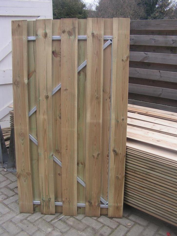 Deur met frame 90 cm breed met slot, Tuin en Terras, Tuinhekken en Hekwerk, Nieuw, Tuinhek, Hout, Ophalen