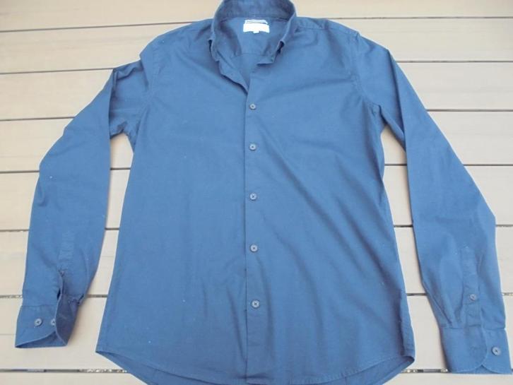 Donkerblauw overhemd THE STING, Kleding | Heren, Overhemden, Zo goed als nieuw, Halswijdte 39/40 (M), Blauw, Ophalen of Verzenden