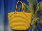 zonnige knal gele strooien tas  straw bag, Ophalen of Verzenden, Zo goed als nieuw, Geel, Shopper
