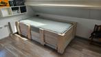 Stoer jongensbed 90x200 cm met lades & verlichting, Ophalen, Eenpersoons, Wit, Steigerhout