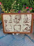 Vintage houten dienblad met 6 tegeltjes., Antiek en Kunst, Curiosa en Brocante, Ophalen of Verzenden