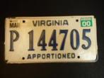 Kentekenplaat licenseplate Virginia Apportioned USA, Verzenden, Gebruikt, Auto's
