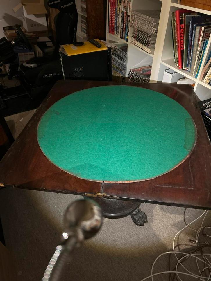 Antieke Kaarttafel met Snijwerk - Opknapper, Antiek en Kunst, Antiek | Meubels | Tafels, Ophalen