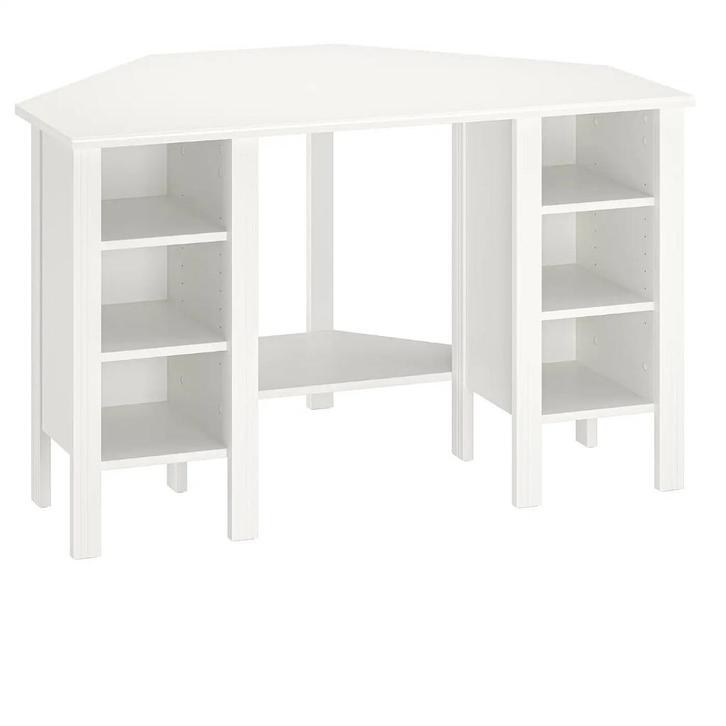 IKEA BRUSALI hoekbureau wit / office desk – 120x73 cm, Huis en Inrichting, Bureaus, Gebruikt, Bureau, Ophalen