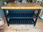 IKEA VADHOLMA Keukeneiland, zwart/eiken, 126x79x90 cm, Ophalen, Gebruikt, 100 tot 150 cm, 75 cm of meer