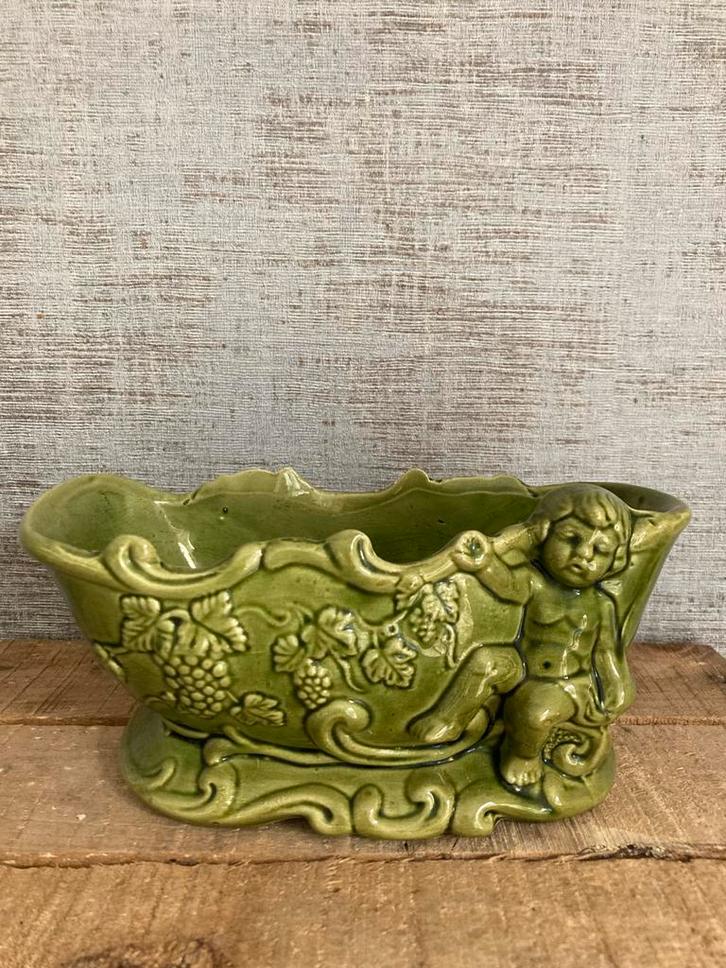 Antiek Franse majolica Art Nouveau jardinière (ca.1890/1910), Antiek en Kunst, Antiek | Keramiek en Aardewerk, Ophalen of Verzenden