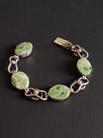 Zilveren Art Deco Armband met Groene Stenen, Verzenden, Dames