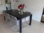 Massief houten eettafel 90x210, Ophalen, 200 cm of meer, 50 tot 100 cm, Zo goed als nieuw