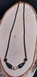 prachtige kralen ketting hematiet met nep parel, Sieraden, Tassen en Uiterlijk, Kettingen, Ophalen of Verzenden, Nieuw, Steen of Mineraal