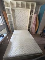 Opklap kastbed, Ophalen, Wit, Tweepersoons, 140 cm
