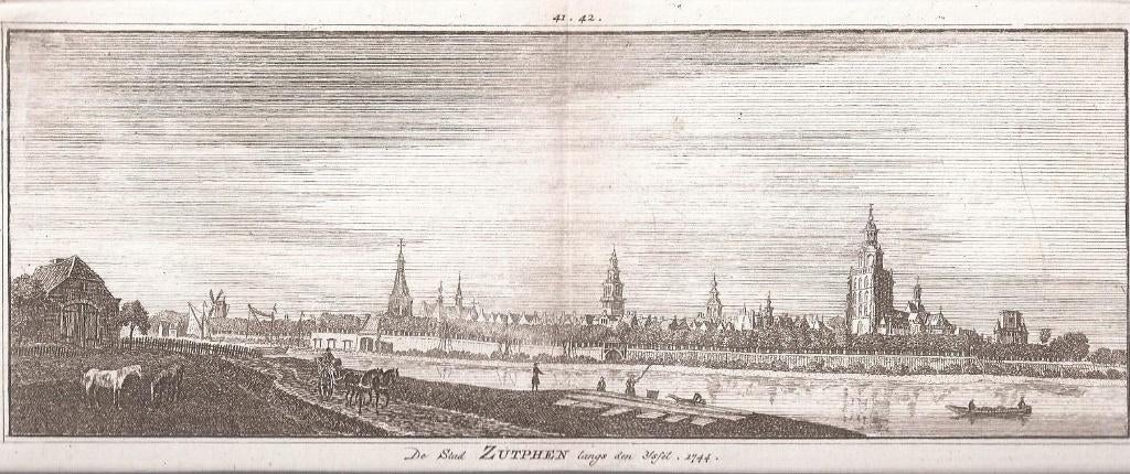 Zutphen De Stad Zutphen langs den IJssel 1744, Ophalen of Verzenden
