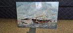 Oud schilderij. Schip schepen, Ophalen of Verzenden, Voor 1940, Gebruikt, Overige onderwerpen