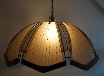 vintage hollywood regency hanglamp glas beige metaal groot. beschikbaar voor biedingen