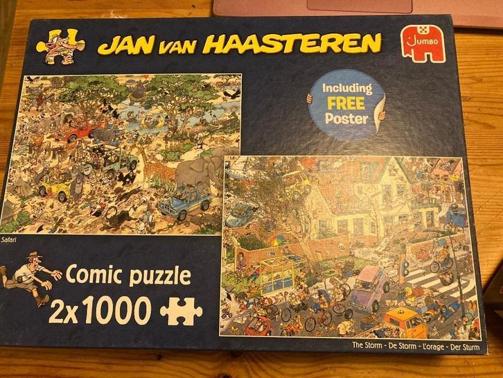 Jan van Haasteren puzzel Safari & De storm, Hobby en Vrije tijd, Denksport en Puzzels, Zo goed als nieuw, Legpuzzel, 500 t/m 1500 stukjes