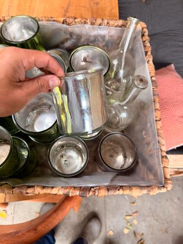 20x waxinelicht vakje groen en zilver beschikbaar voor biedingen