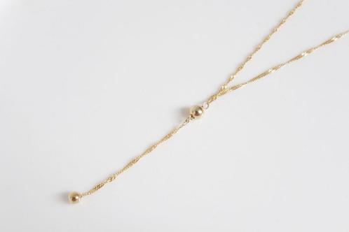 14 Karaat Gouden Singapore Schakelketting Bolletjes, Sieraden, Tassen en Uiterlijk, Kettingen, Zo goed als nieuw, Goud, Goud, Ophalen of Verzenden