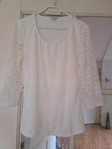 Witte / ecru shirt 3/4 mouw kant maat xxl valt kleiner beschikbaar voor biedingen
