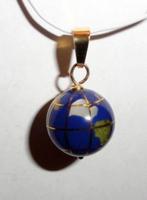 Hanger Globe Wereldbol Zilver Goud verguld Edelsteen, Sieraden, Tassen en Uiterlijk, Kettinghangers, Overige voorstellingen, Nieuw