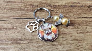 (Ketting) Hanger Franse bulldog cabochon beschermengeltje beschikbaar voor biedingen