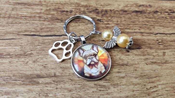 (Ketting) Hanger Franse bulldog cabochon beschermengeltje, Sieraden, Tassen en Uiterlijk, Kettinghangers, Nieuw, Overige materialen