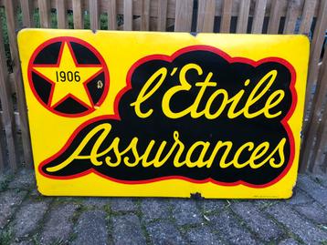 Emaille reclamebord L’Étoile Assurances / Verzekeringen beschikbaar voor biedingen