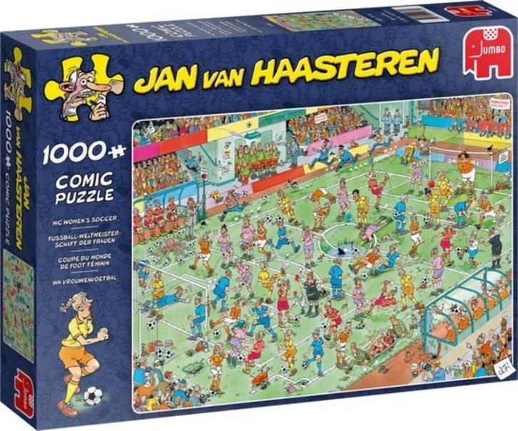Jan van Haasteren WK Vrouwenvoetbal puzzel - 1000 Stukjes, Hobby en Vrije tijd, Denksport en Puzzels, Zo goed als nieuw, 500 t/m 1500 stukjes